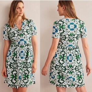 Boden Easy Notch Neck Jersey Dress 100% Cotton Size 14L